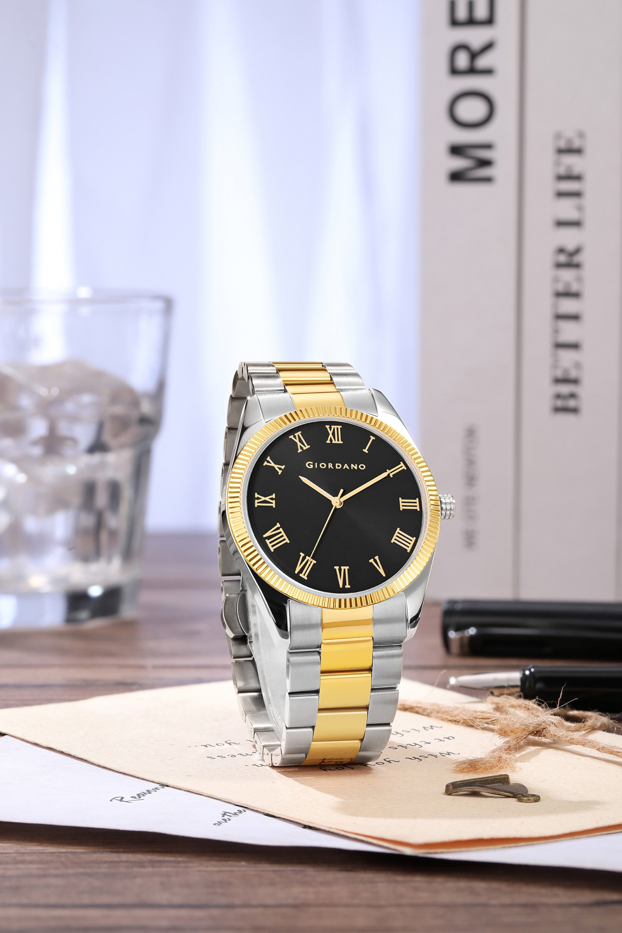 Giordano Analog Wrist Watch for Men Stylish Metal Strap with Water Resistant 3 Hand Mechanism for Men and Boys to Compliment Your Look/Ideal Gift for Male - GZ-50112-77